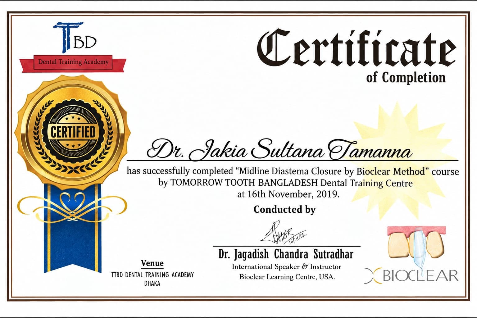 Certificate of Appreciation